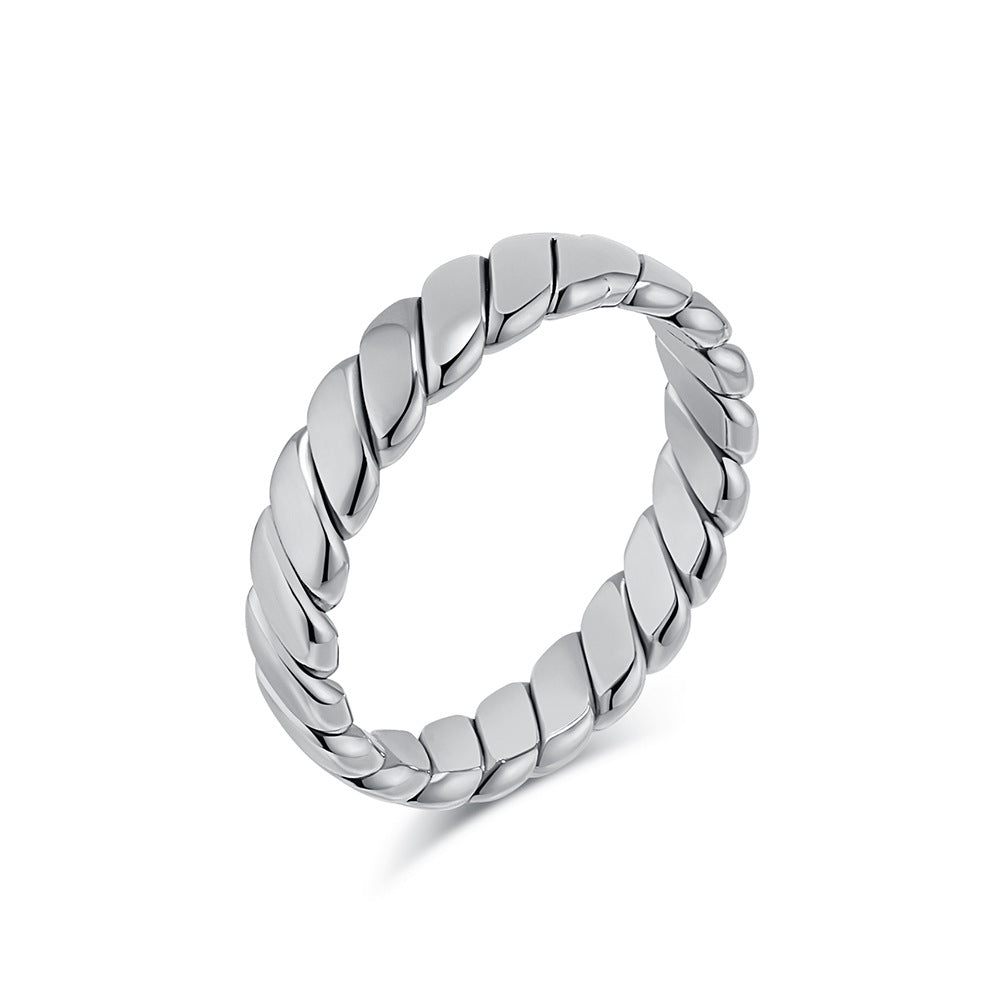 Steel Ring – Minimalist European American Style Geometric Twist Ring For Everyday Wear