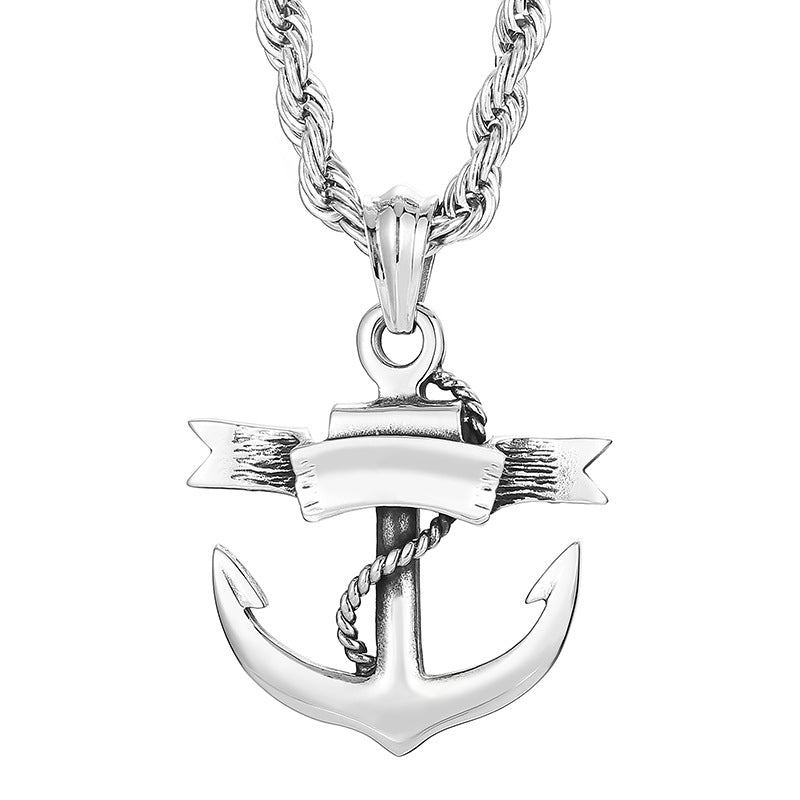 Pirate Anchor Skull Pendant for Men with Stainless Steel Chain
