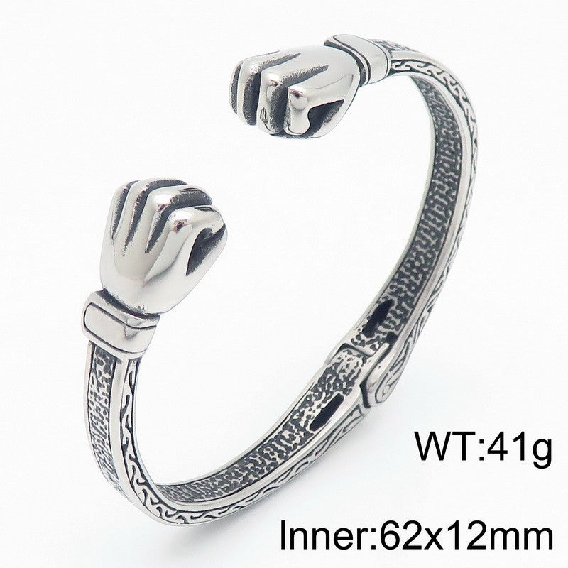 Planderful Genie Retro Men Stainless Steel Boxer Bracelet