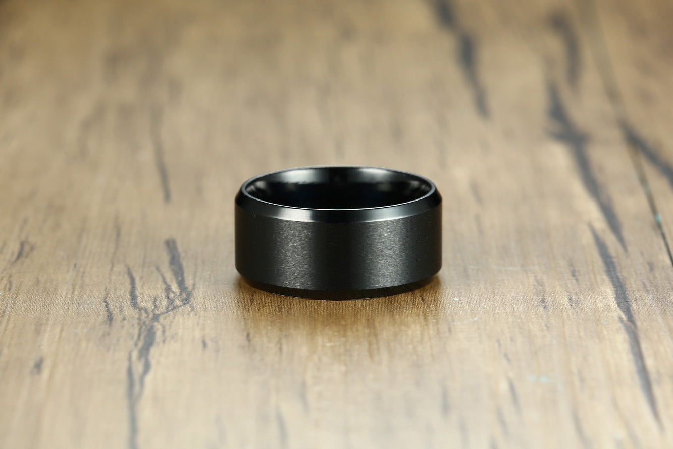 Plain Ring Sand Surface Stainless Steel Graduation Ring for Men