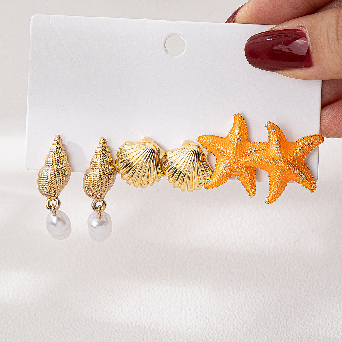 Planderful Vienna Verve Ocean Beach Earrings Set – Charming Starfish and Shell Designs