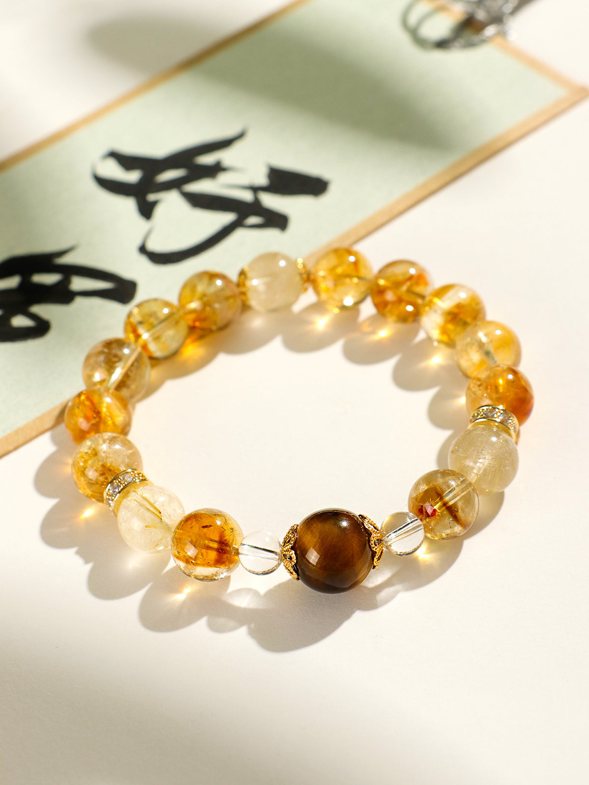 Golden Rutilated Quartz & Tiger Eye Bracelet
