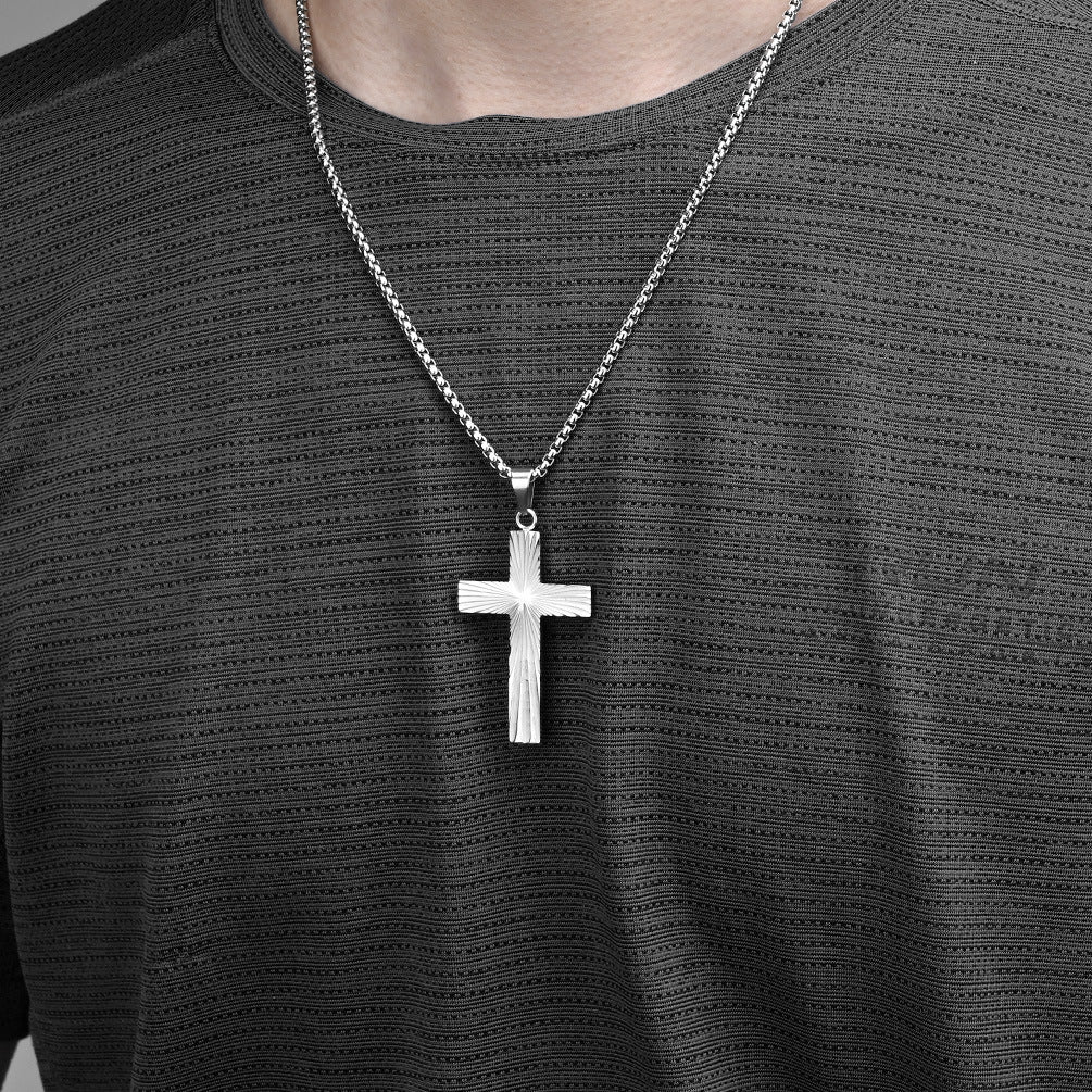 Steel Necklace - Elegant Cross Pendant For Men From Planderful Everyday Genie Collection