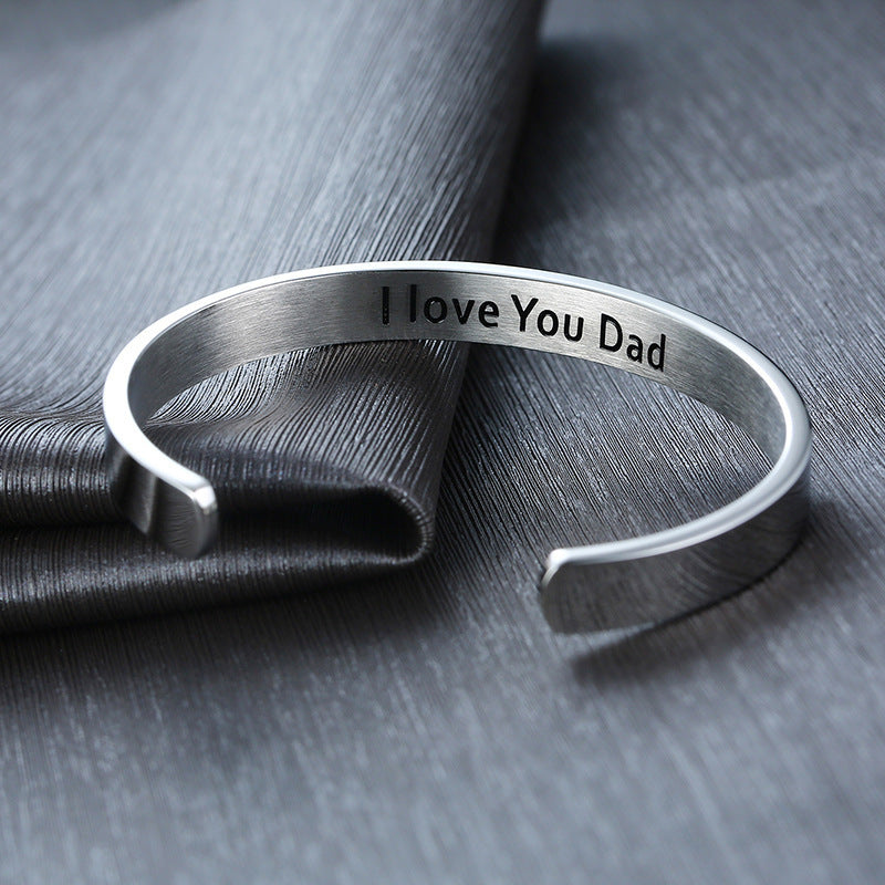 Father's Day Gift Titanium Steel DAD = POWER Bracelet for Men
