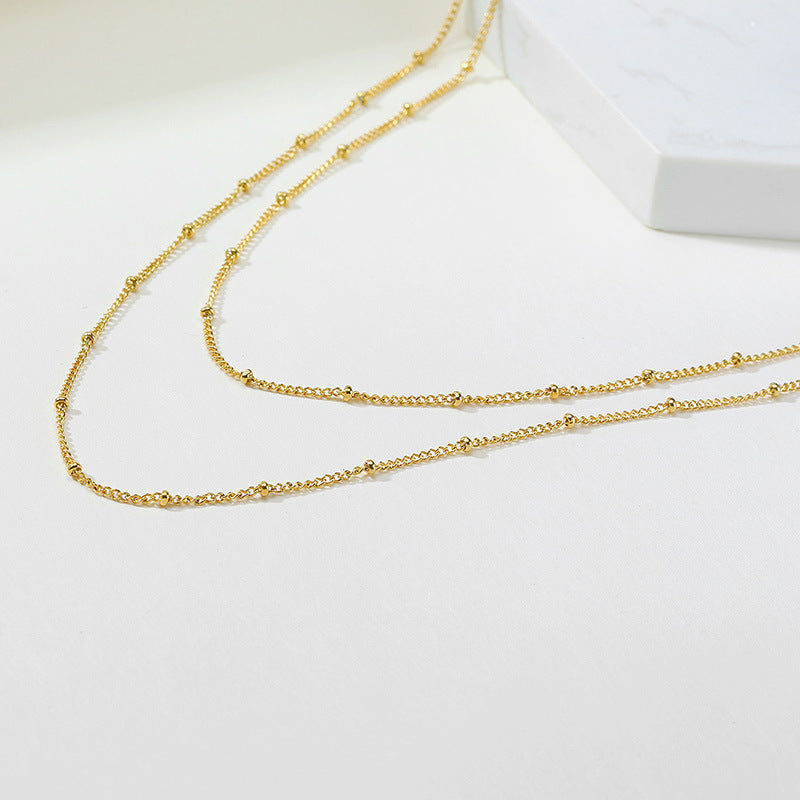 Stainless Steel Bead Chain Necklace Gold Women's 2MM Chain