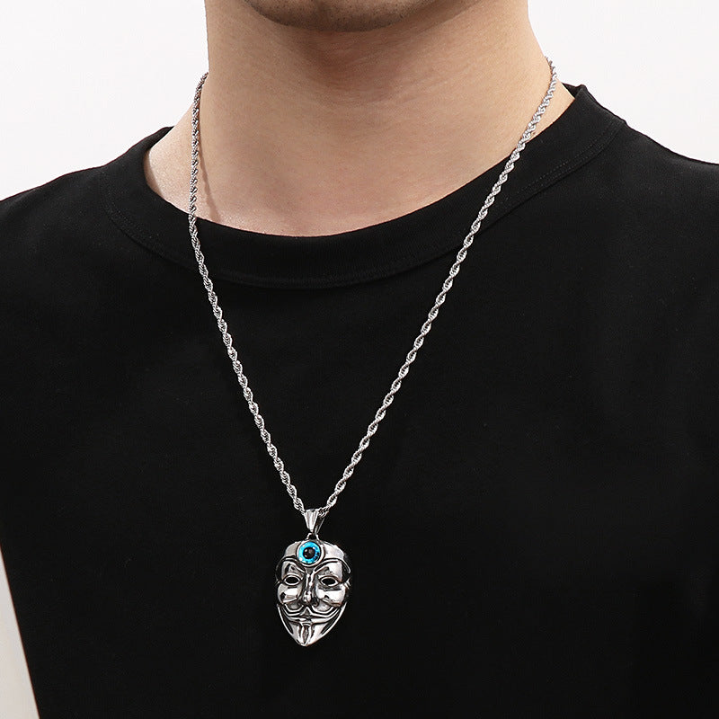 Retro Turquoise Flying Eagle Pendant, Trend Pendant, Devil'S Eye Mask, Cross Man Necklace