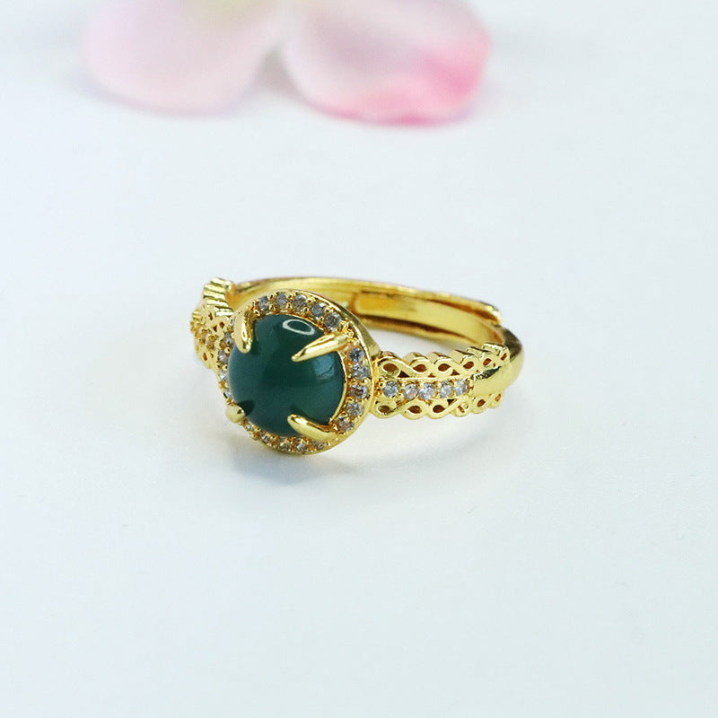 Blue-Water Jadeite Woven Ring
