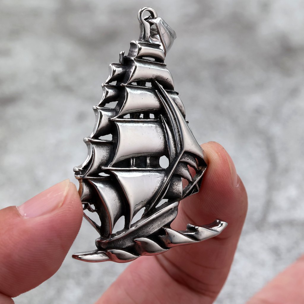 Durable Stainless Steel Sailing Pendant Necklace Unisex Retro Planderful Norse Legacy Collection
