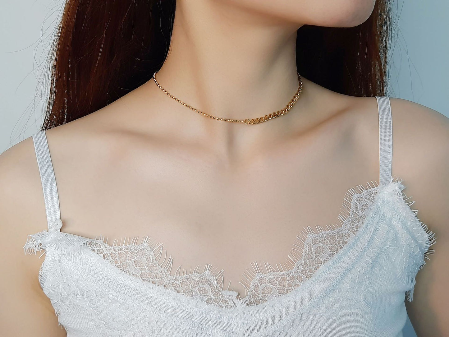 Stainless Steel Grinding Chain Bead Necklace Bracelet Set