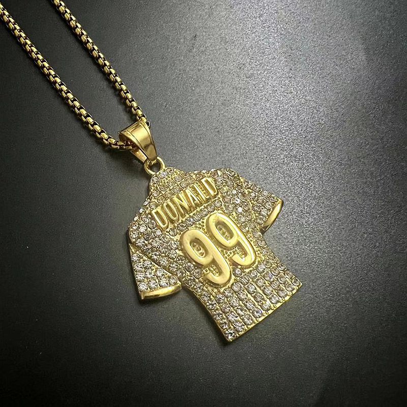 Hip Hop Necklace Titanium Steel Gold Plated Zircon NFL Jersey No 99 Pendant For Fans By Planderful Everyday Genie