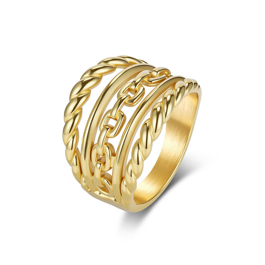 Twist Woven Chain Ring Unisex Stainless Steel
