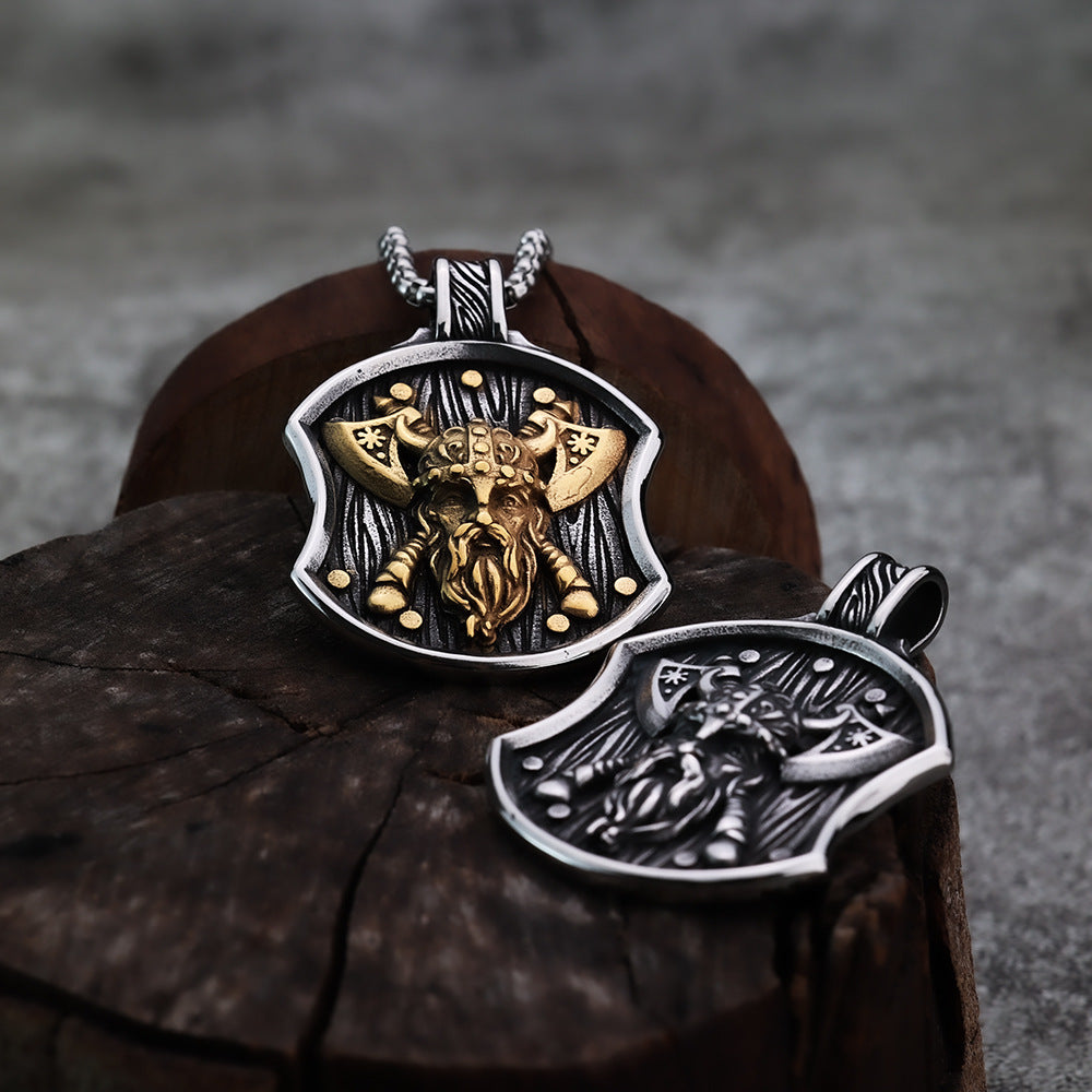 Nordic Viking Jewelry Odin Double Axe Pendant Necklace for Men