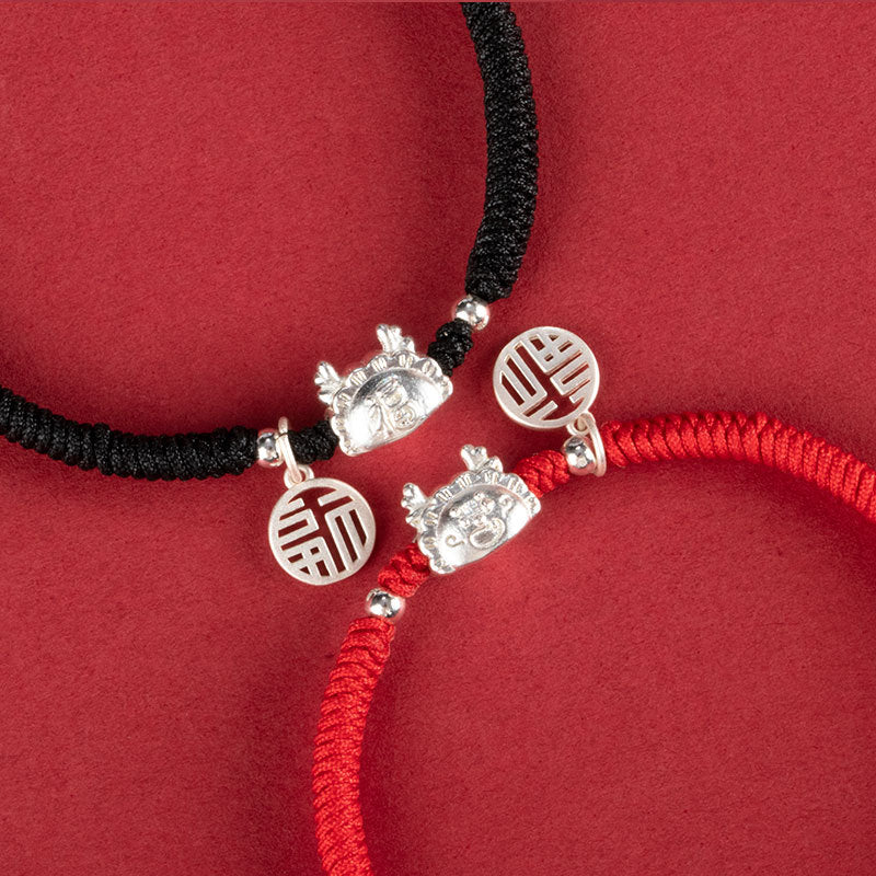 Dragon Blessing Sterling Silver Zodiac Bracelet Set