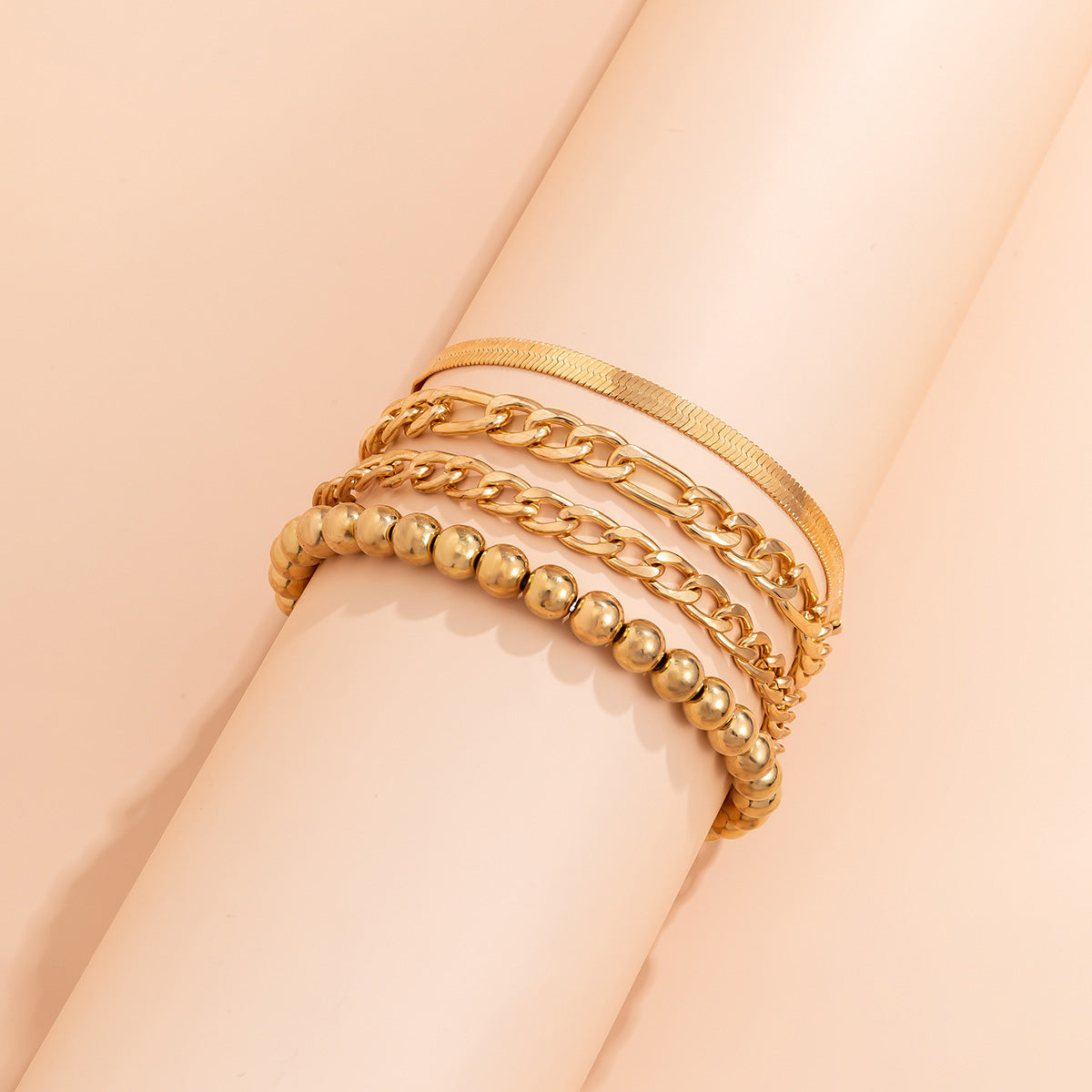Bracelet Planderful Vienna Verve Beaded Snake Chain Geometric Hollow Stackable For Women