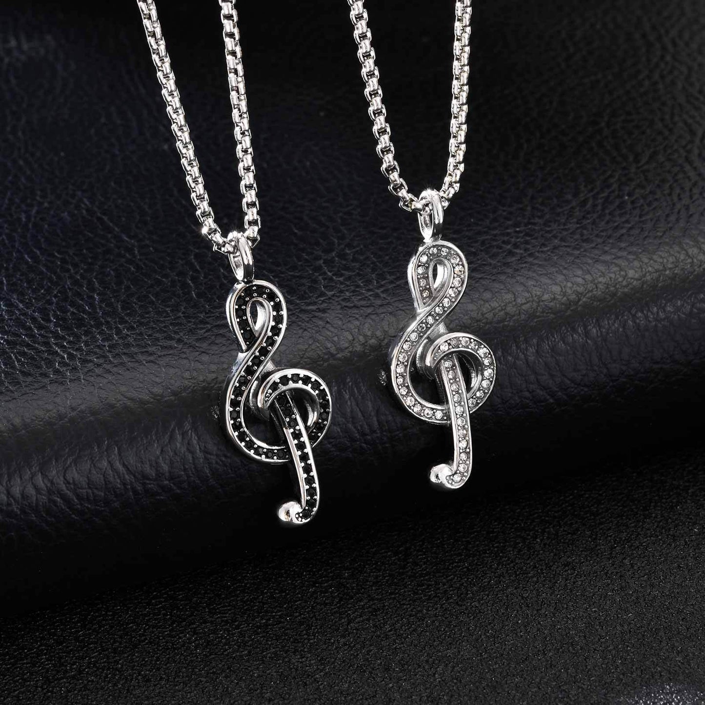 Planderful Music Note Necklace Unisex Zircon Pendant