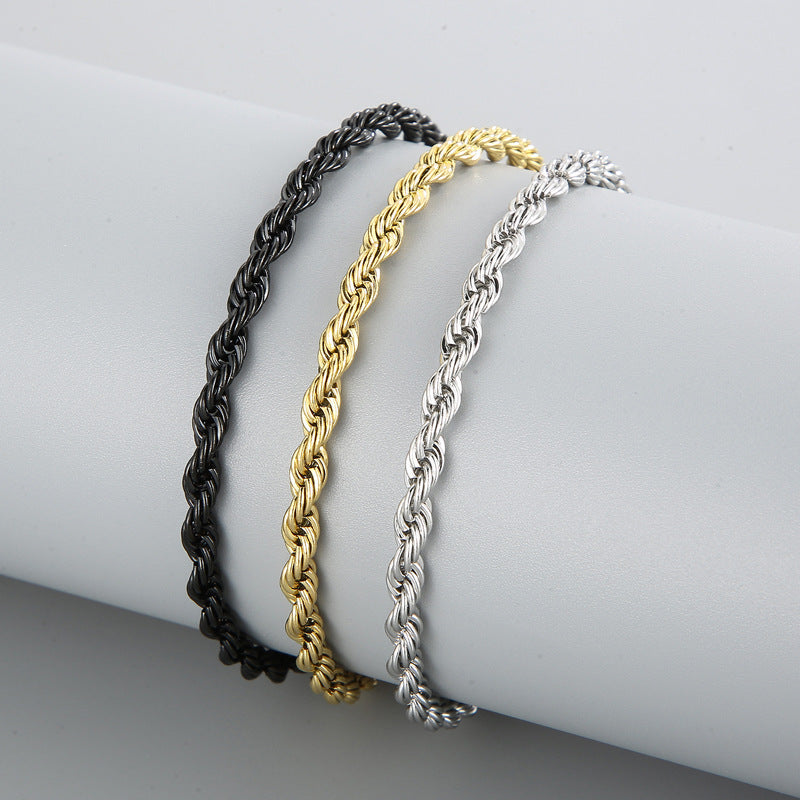 Titanium Steel – & Men's Buckle Twist Chain 4/6/8 Mm Twist Rope Chain Bracelet