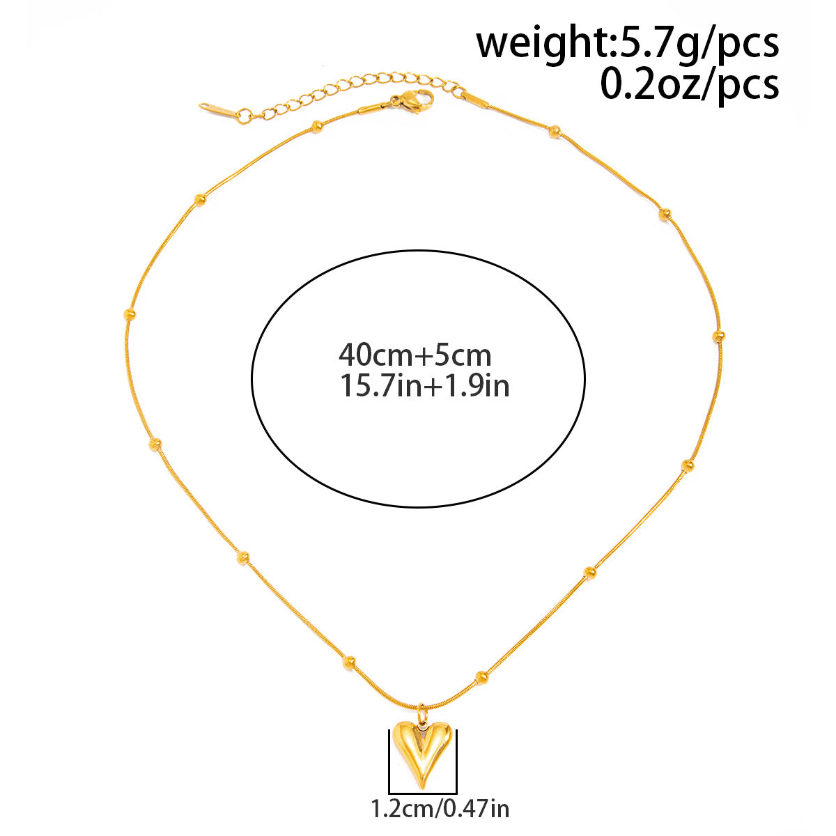 Stainless Steel Love Heart Pendant Collarbone Necklace Pvd Gold-Plated