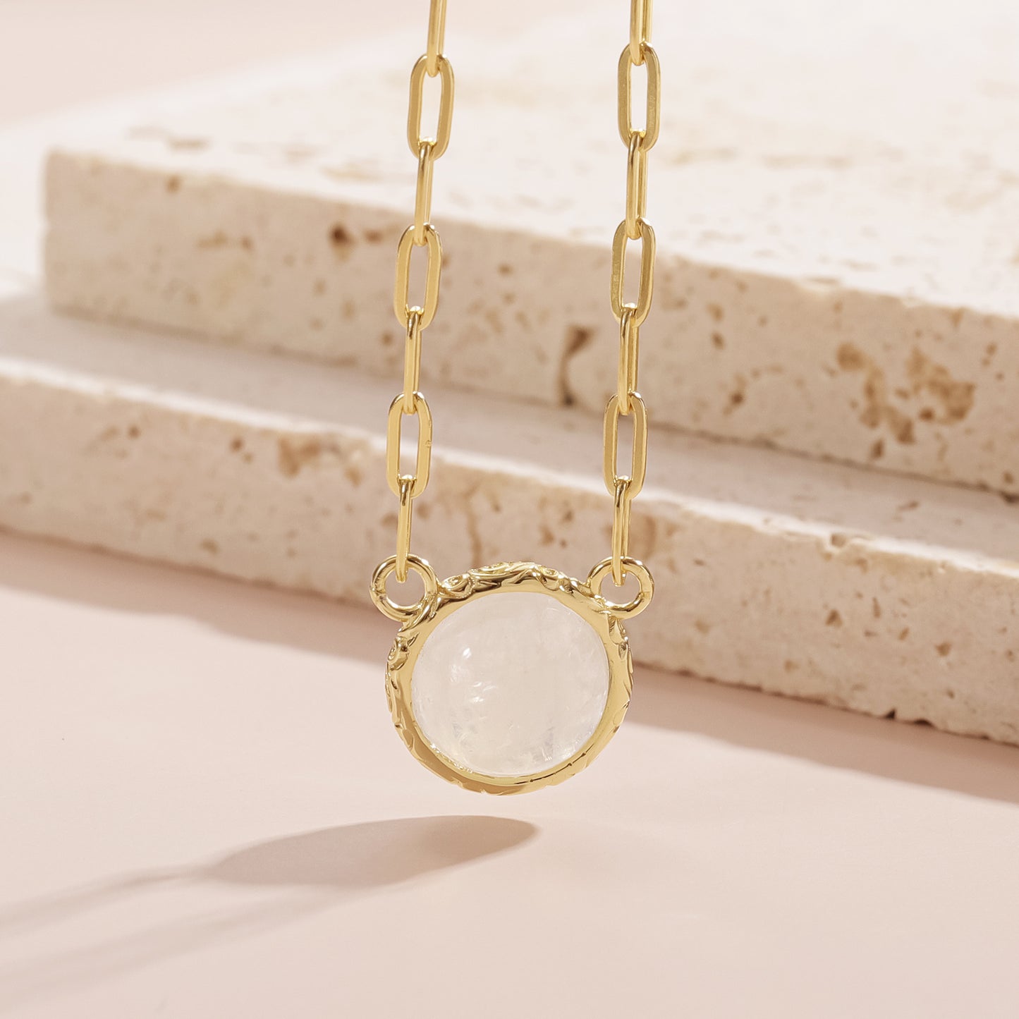 Ins Wind Natural Cream Blue Moonstone Necklace S925 Silver