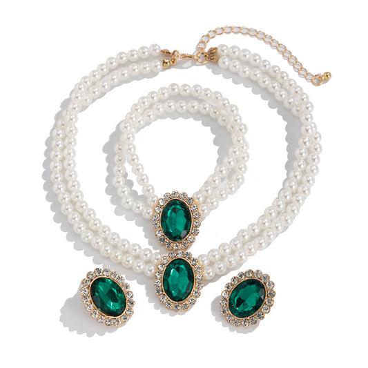 Planderful Vienna Verve Collection – Elegant Retro Pearl and Zircon Jewelry Set