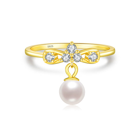 Planderful Everyday Genie Pearl Ring – Elegant Bow Design
