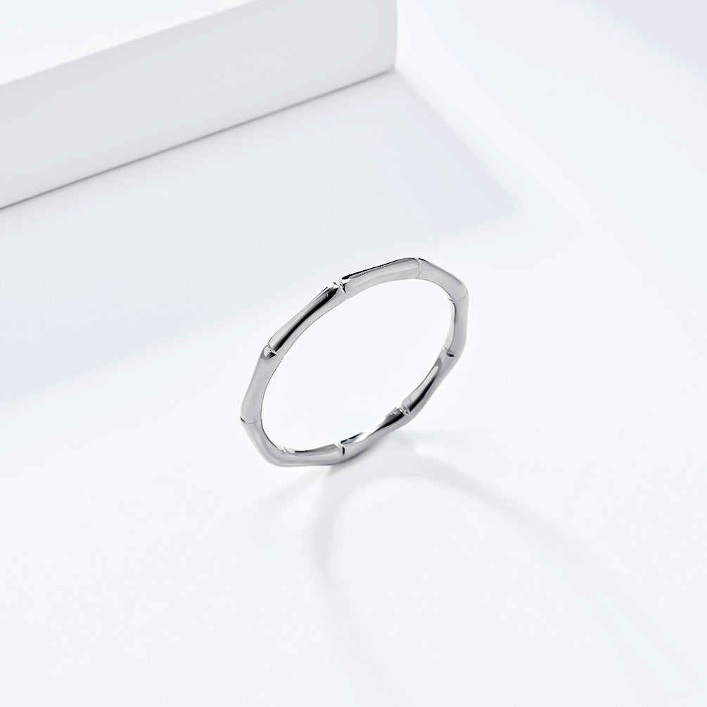 Planderful Bamboo Ring For Women Titanium Steel Closed Bamboo Design Lightweight Elegant Luxury Jewelry