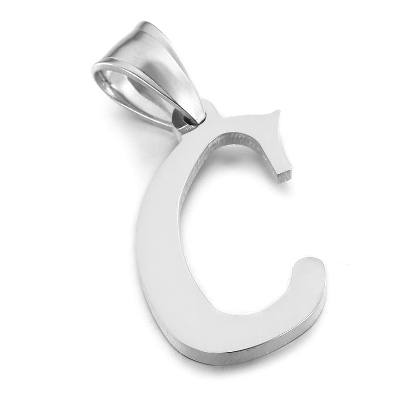 Men's And Women's Letter Pendants, Stainless Steel Glossy 26-Letter Titanium Steel Necklace