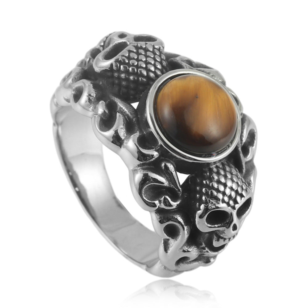 Trendy Titanium Steel Skull Ring for Men - Punk Retro American & European Style