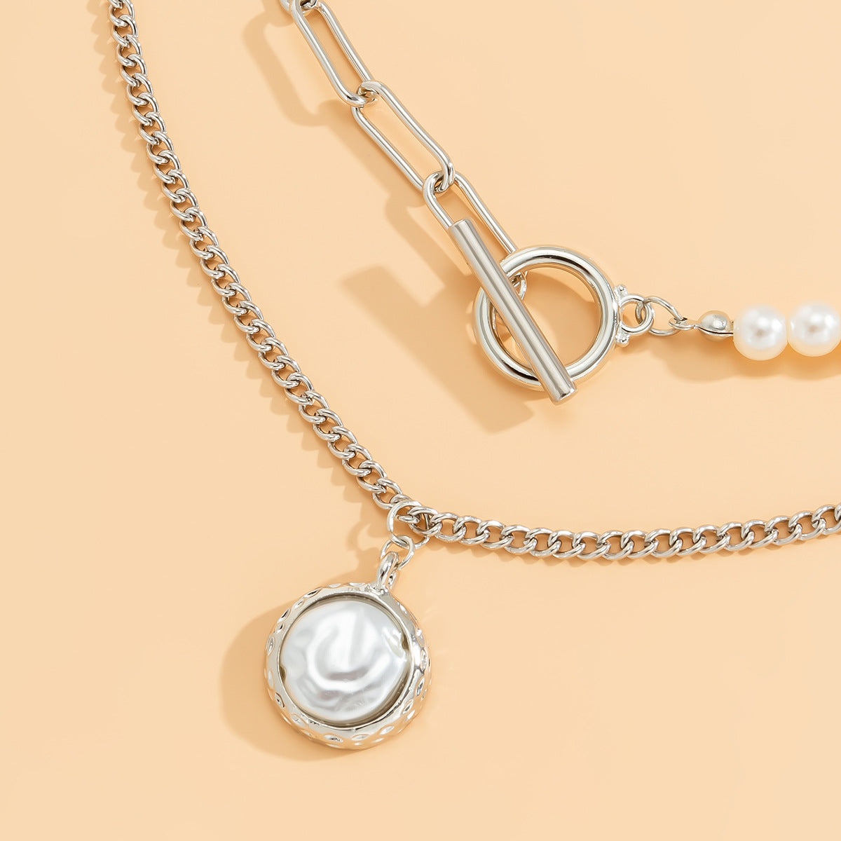 Planderful Vienna Verve Cross Necklace With Imitation Pearl Accent Retro Metal Pendant For Women