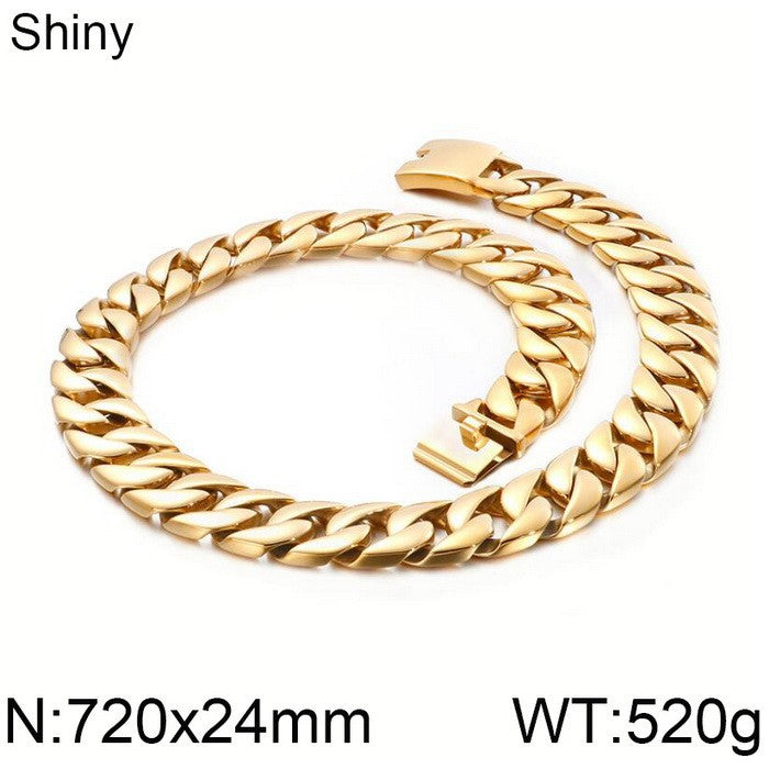 Kalen Titanium Steel 24mm Cuban Chain Trendy Man Necklace, Fashionable Stainless Steel Punk