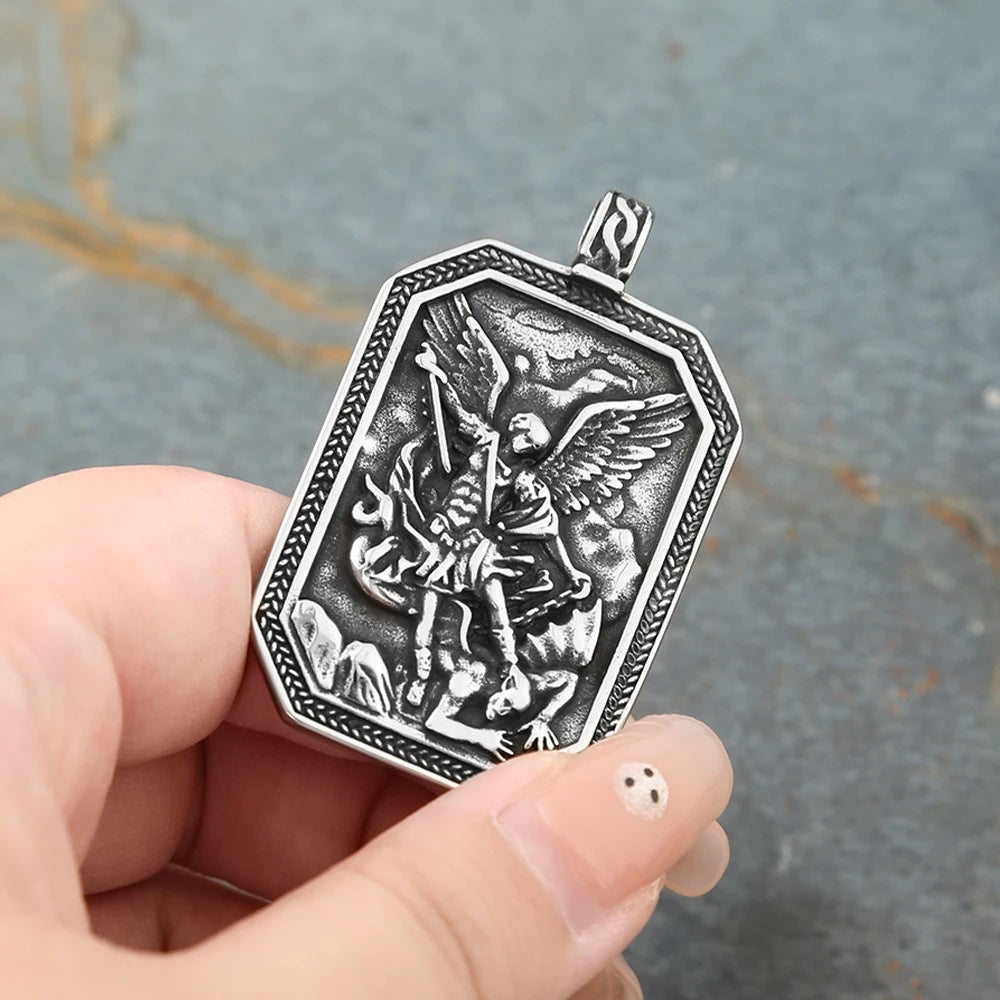 1. Planderful Guardian Angel Pendant Necklace Stainless Steel Unisex Gift for Women and Men
