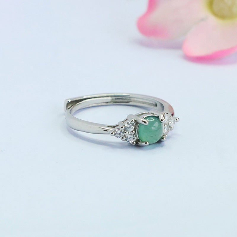 Blue-Water Jadeite Wing Motif Ring