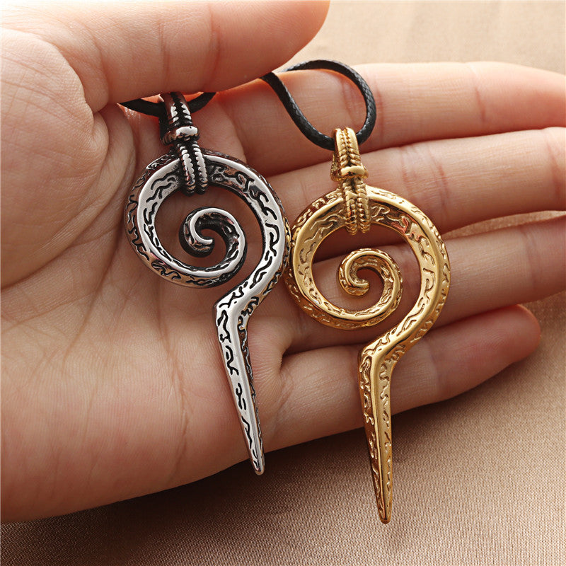 Titanium Steel Snake Scepter Pendant - Trendy Punk Necklace for Men - Retro Stainless Steel Totem Design