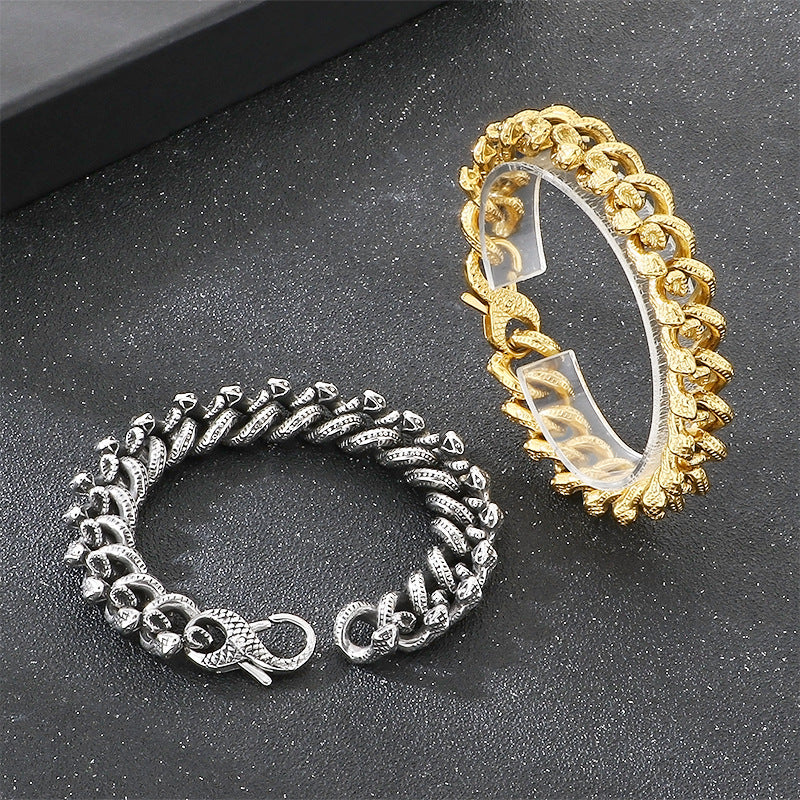 Halloween Full Of Snake Figure-Eight Buckle – Dark Winding Small Snake Man Stainless Bracelet