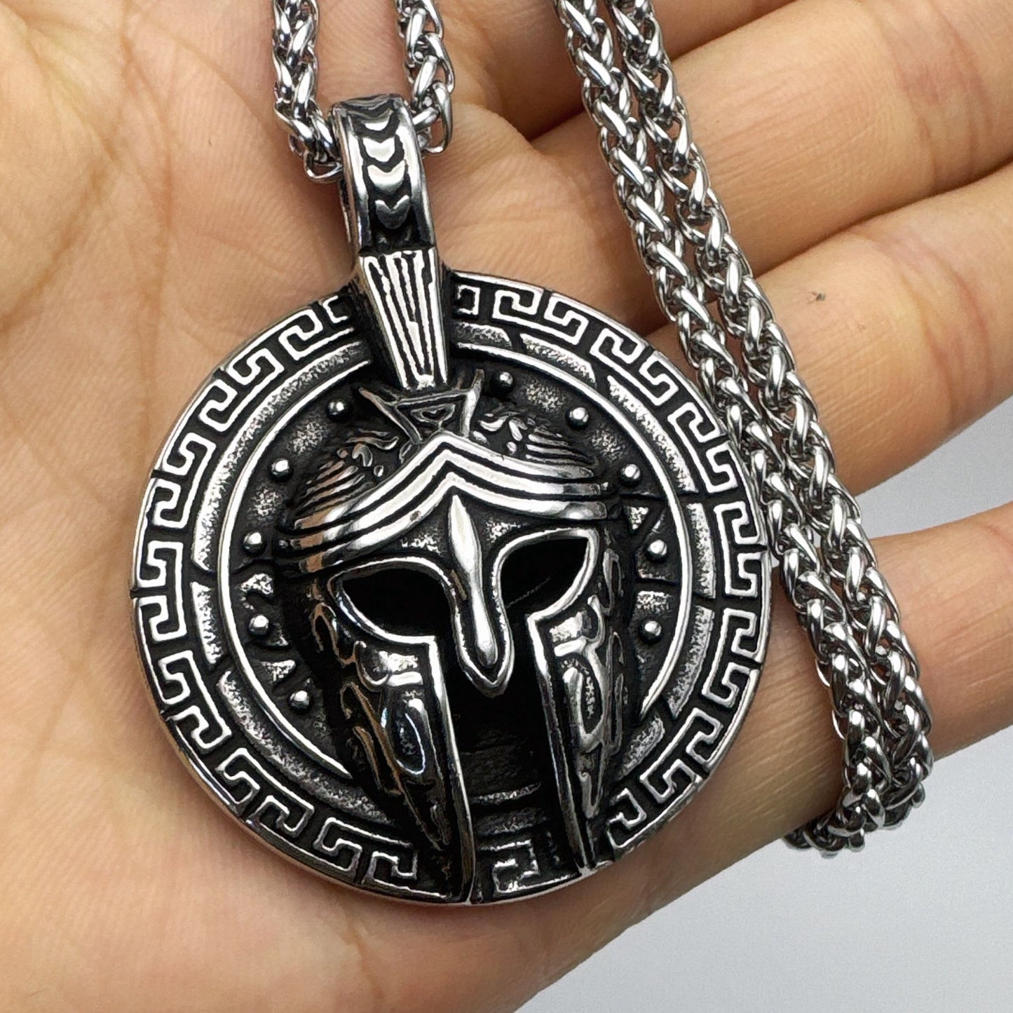 Planderful Pharaoh Knight Mask Necklace Titanium Steel Durable For Men Retro Egyptian Hip Hop Accessory