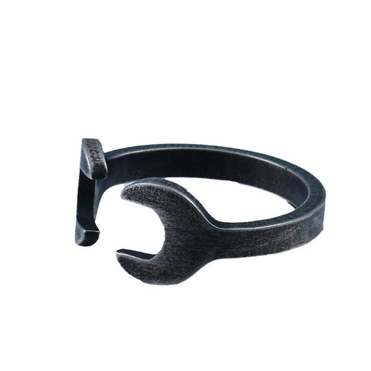 Customizable Titanium Steel Unisex Open Wrench Ring - Trendy Fashion Jewelry for All