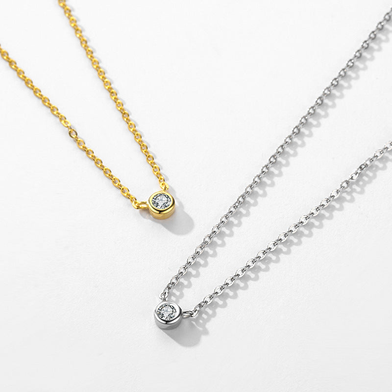 Exquisite S925 Sterling Silver Necklace with Zircon Accent - A Stylish and Minimalist Cross-Border Favorite