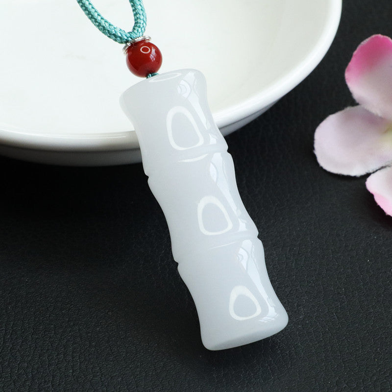 Golden Silk Jade Bamboo Pendant