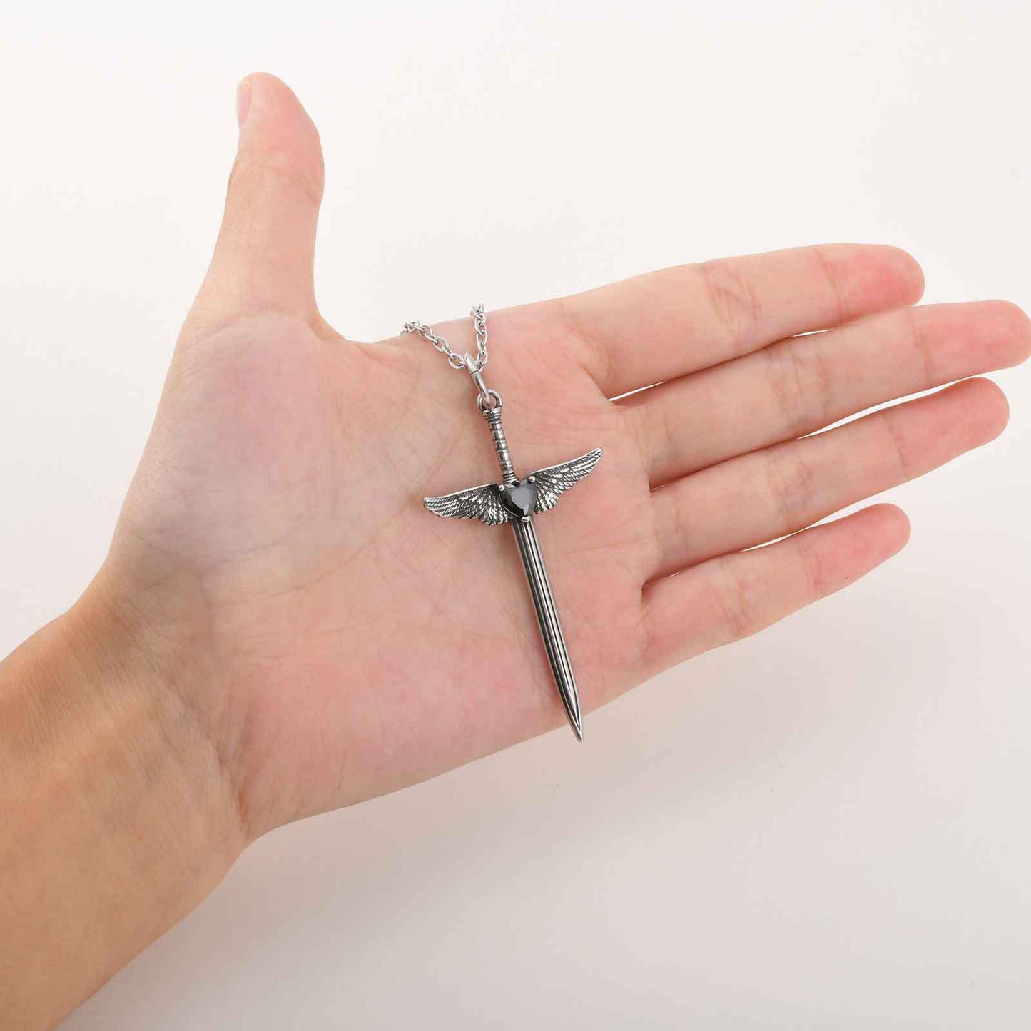 Planderful Stainless Steel Wings Pendant Men Diablo Zircon