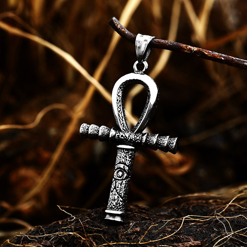 Retro Titanium Steel Cross Pendant for Men - Wholesale Scepter Design