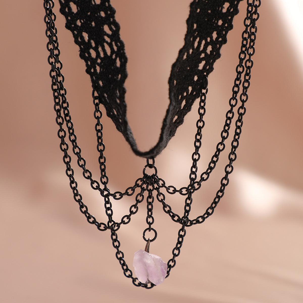 Gothic Stone Lace Collar Choker Necklace with Irregular Design