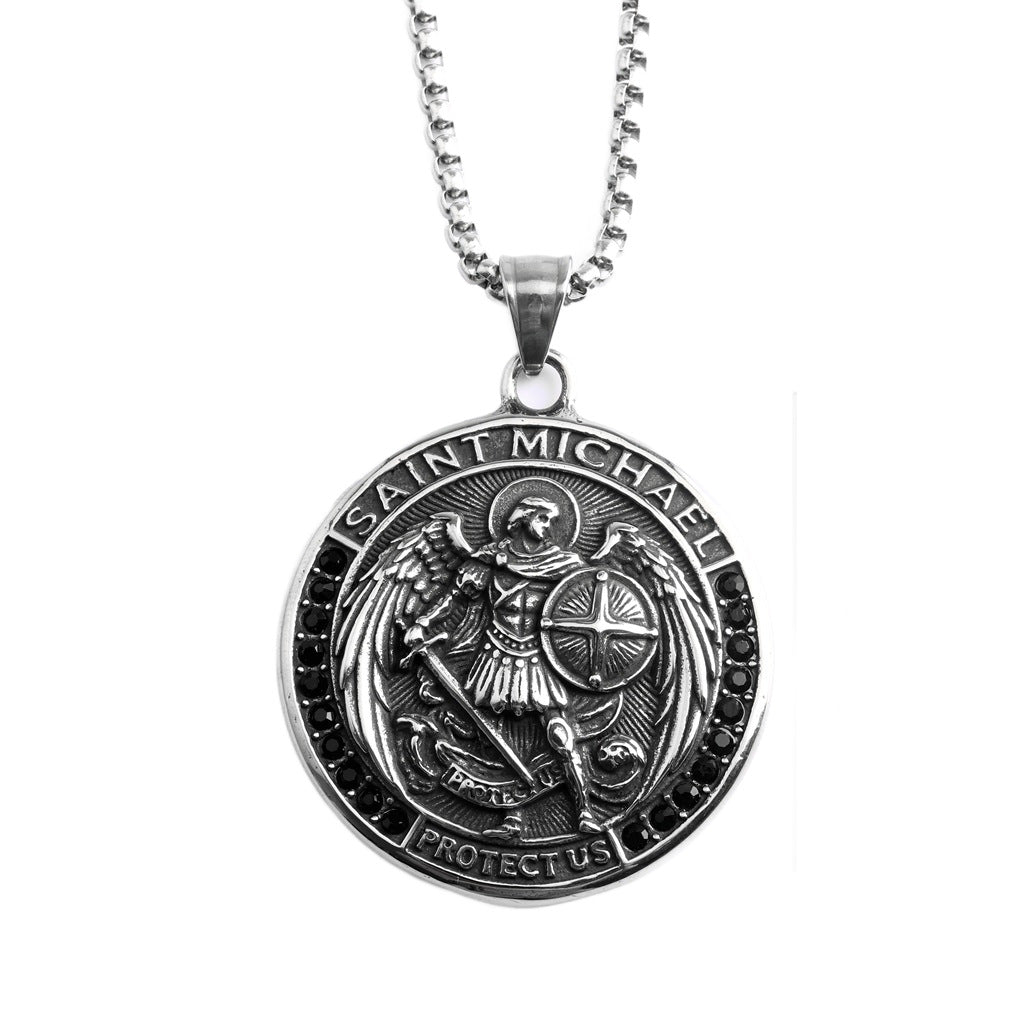 Vintage St. Michael Stainless Steel Men's Pendant Necklace