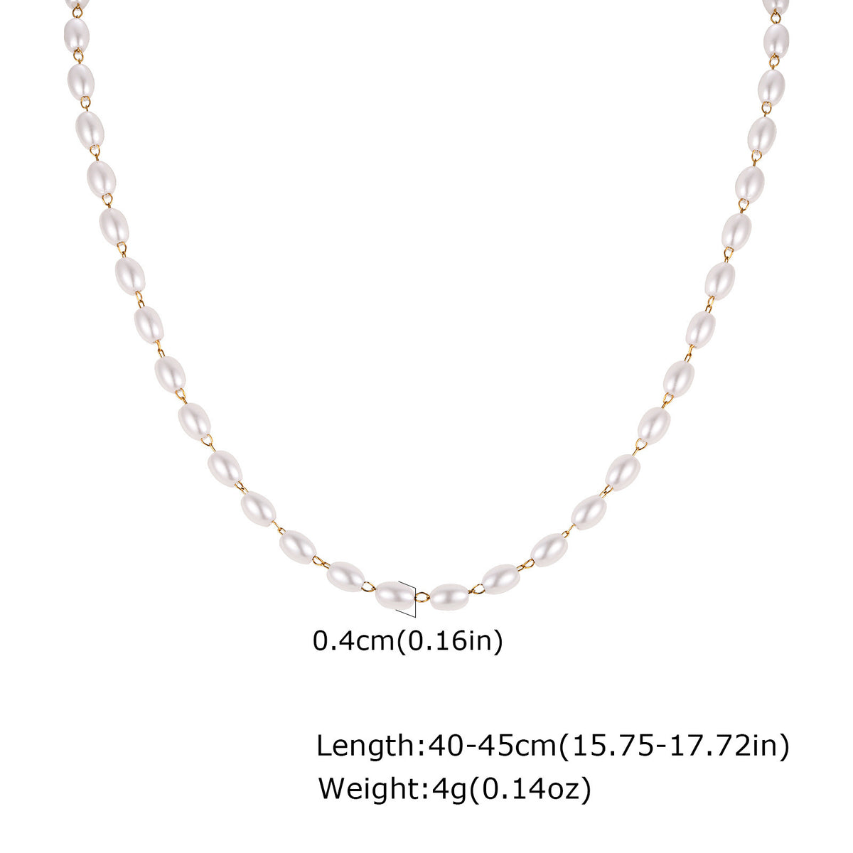 Ladies Stainless Steel Imitation Pearl Chain Gold Necklace