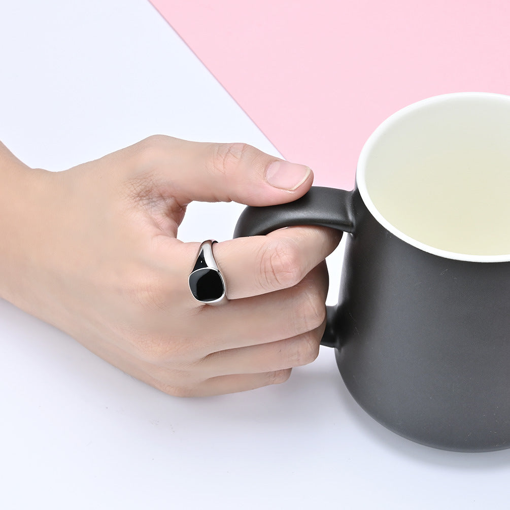 Amazon Stainless Steel Oil Drop Black Seal Ring for Men