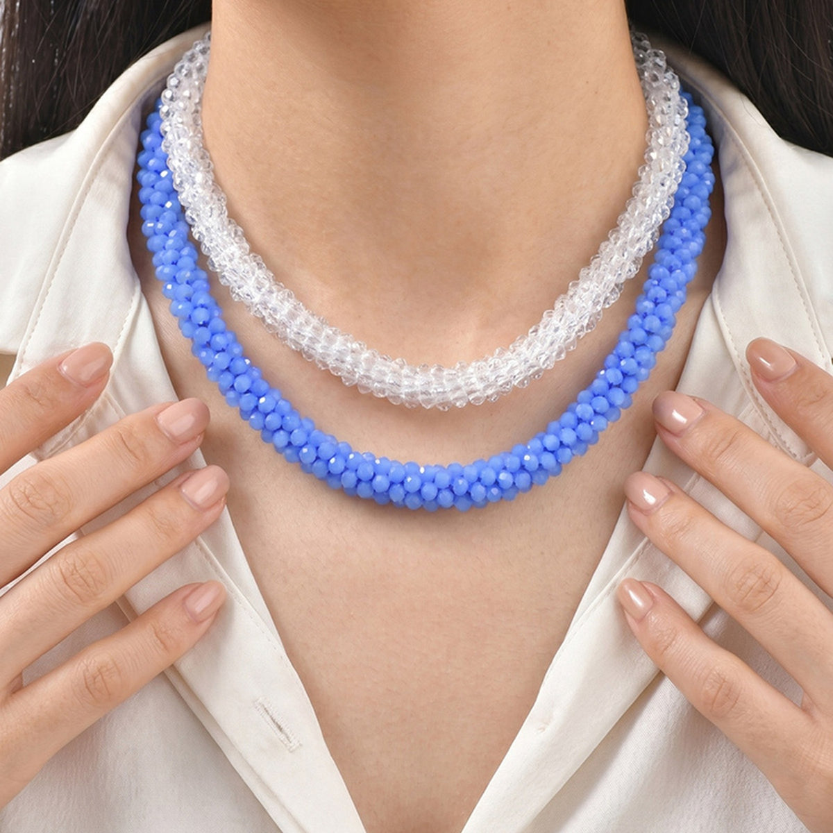 Ladies Dopamine Crystal Beaded Necklace Daily With Sweet Girly Clavicle Chain