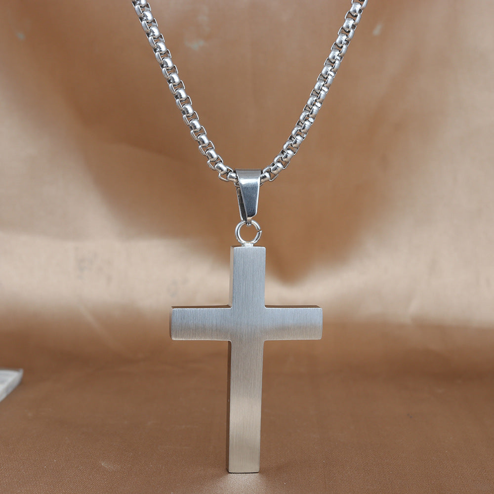 European And American Stainless Steel Cross Pendant Men's Trendy Retro Titanium Steel Necklace