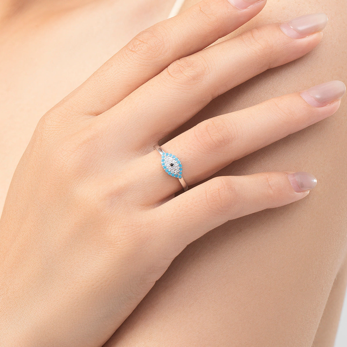 925 Sterling Silver Blue Eye Turquoise Ring