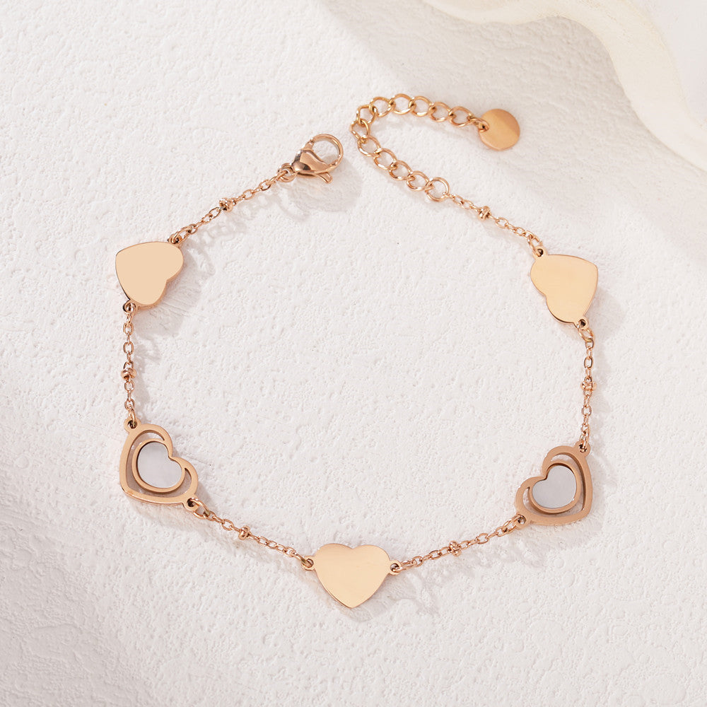 Planderful Everyday Genie Bracelet For Women Chic Statement Jewelry In European American Style Shell Peach Heart