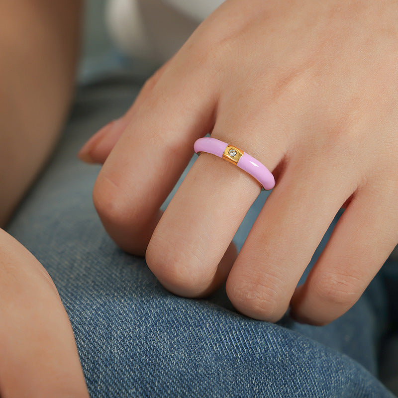 Chic Geometric Titanium Steel Gold-Plated Ring - Women's Statement Jewelry