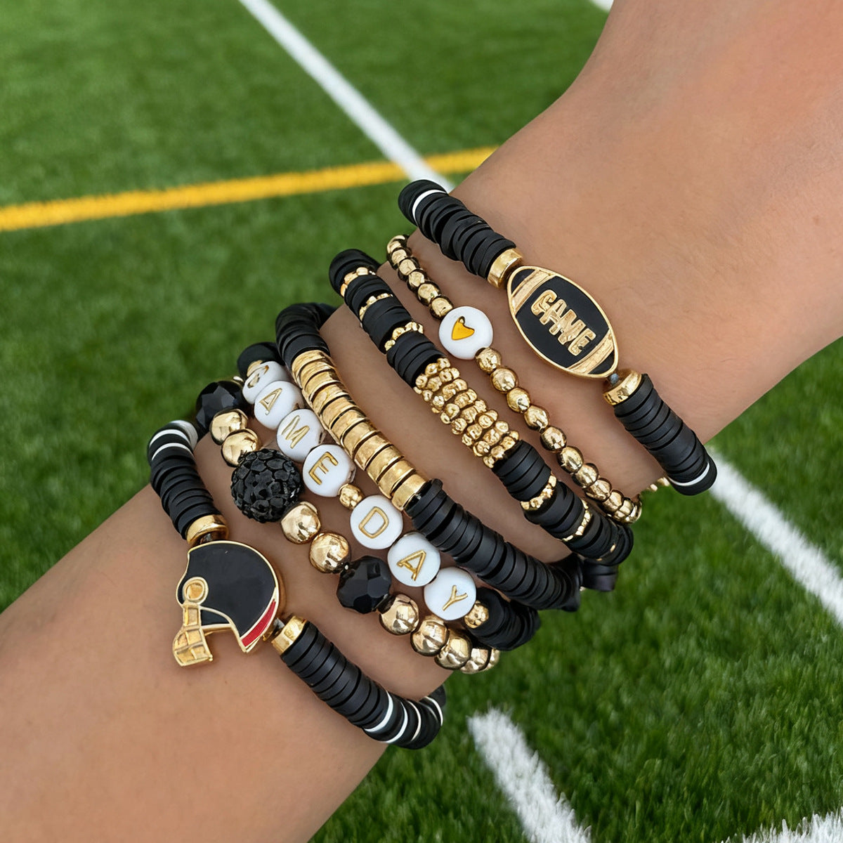 Planderful Football Bracelet Set Vienna Verve Game Day Jewelry For Women Bold Colorful Drip Statement