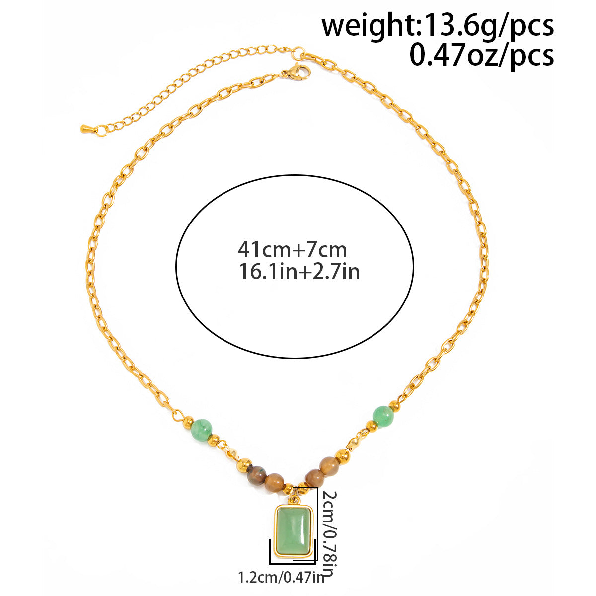 Vacation Gravel Pendant Beaded Collarbone Chain Retro Colored Gemstone Stainless Steel Neck Necklace